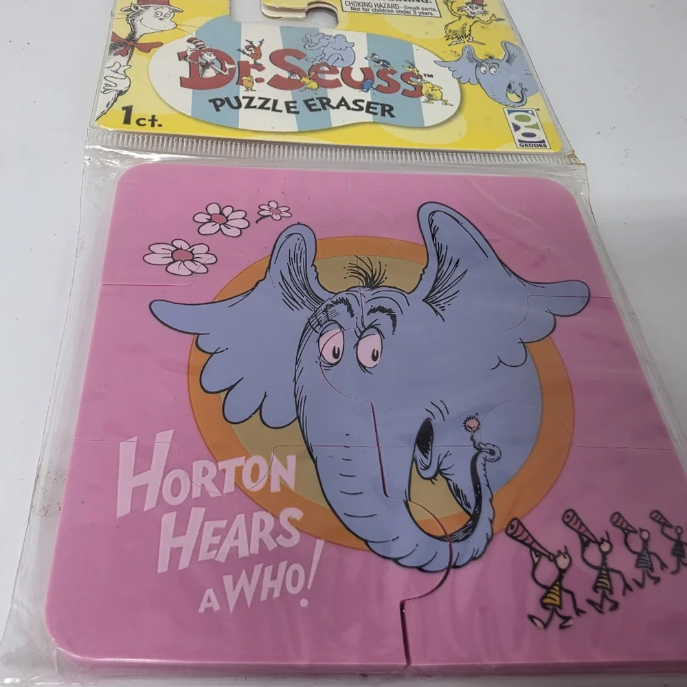 Dr Suess Puzzle Erasers Thing 1 & 2 Horton Hears a Who Green Eggs and Ham Lot 3